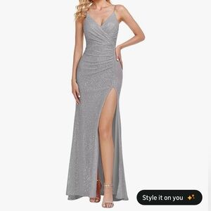 Elegant Silver Evening Gown